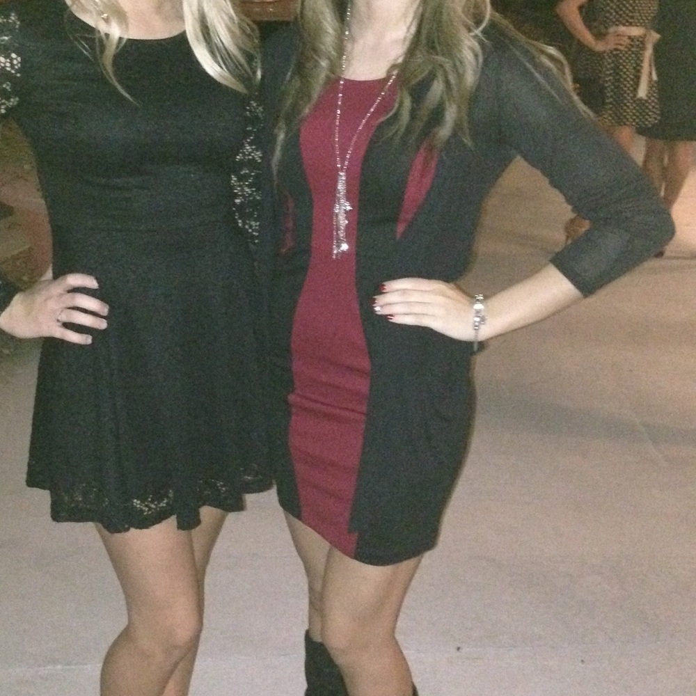 XOXO size 1/2 midi dress red and black